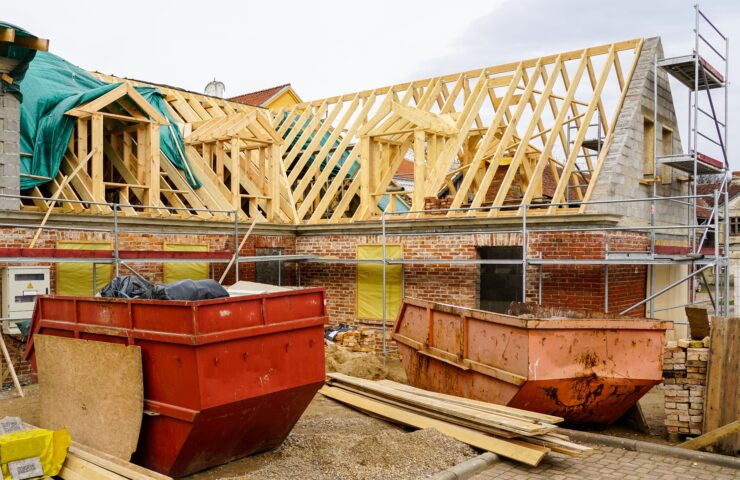 A skip on a construction site.